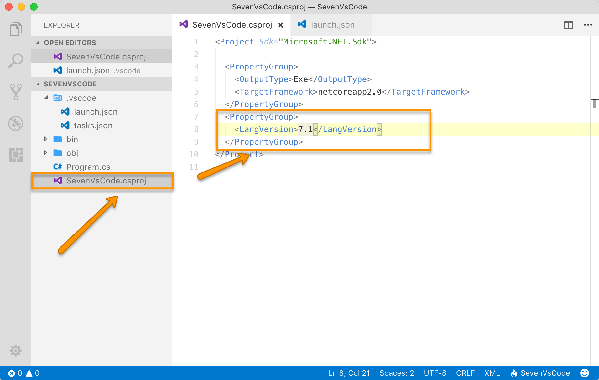 Visual Studio Code csproj